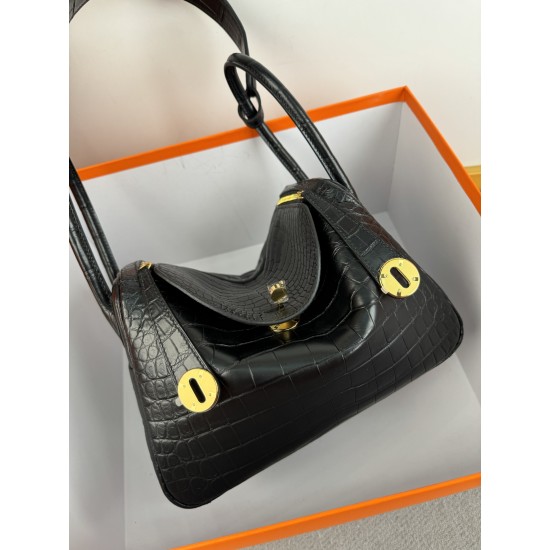 Lindy26 crocodile skin black
