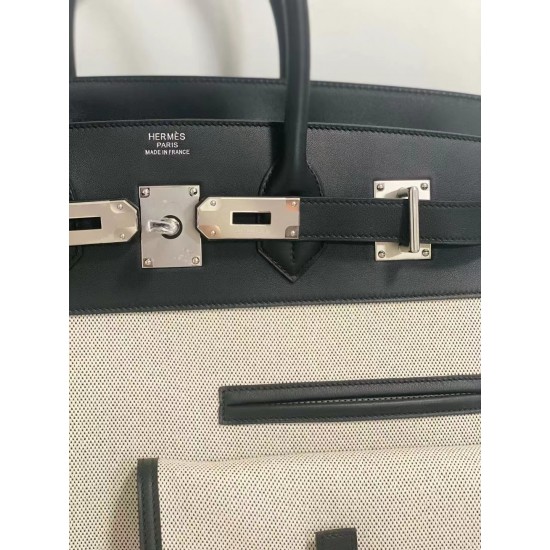 Swift Leather Black Birkin HAC 40cm Cargo Canvas Series Swift Leather Black Birkin HAC 40cm Cargo Canvas Series