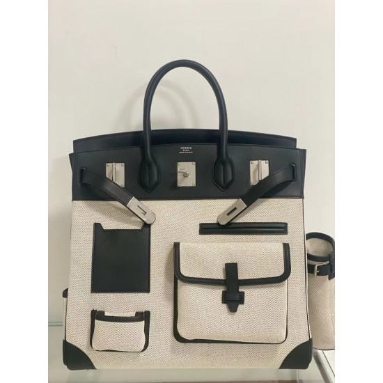 Swift Leather Black Birkin HAC 40cm Cargo Canvas Series Swift Leather Black Birkin HAC 40cm Cargo Canvas Series