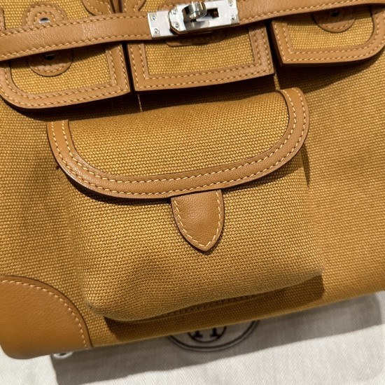 2Birkin 25Cargo cloth bag canvas splicing swift