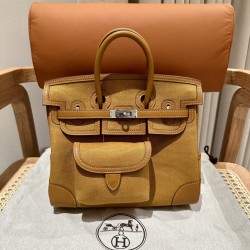  2Birkin 25Cargo cloth bag canvas splicing swift