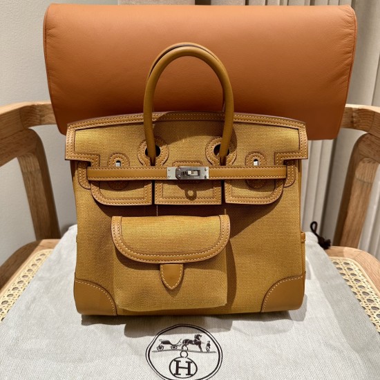  2Birkin 25Cargo cloth bag canvas splicing swift
