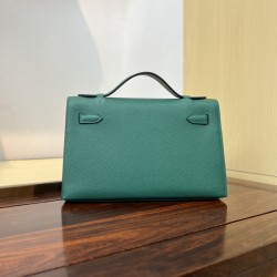 KL22 Velvet Green Kelly 1st Generation French Haas Leather Factory Epsom Original Palm Print Leather
