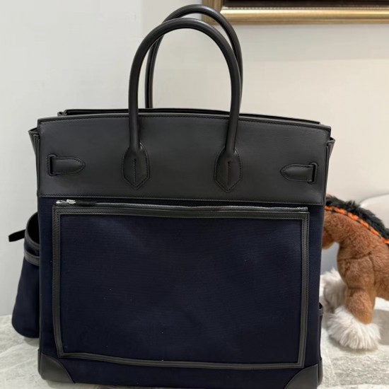 Swift Treasure Blue/Black Birkin HAC 40cm Cargo Canvas Series Swift Treasure Blue/Black Birkin HAC 40cm Cargo Canvas Series