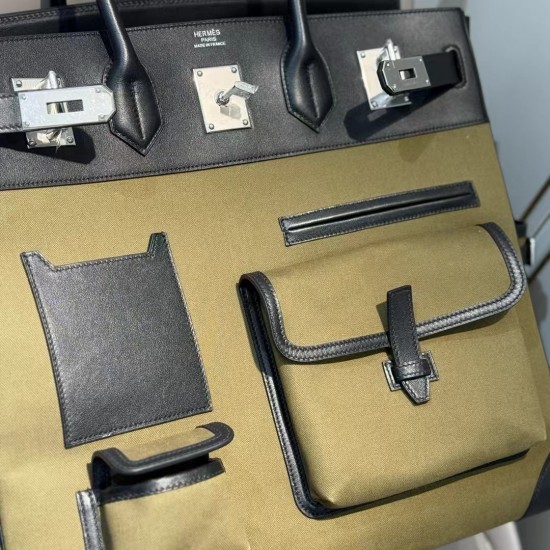 Swift Leather Army Green/Black Birkin HAC 40cm Cargo Canvas Series Swift Leather Army Green/Black Birkin HAC 40cm Cargo Canvas Series