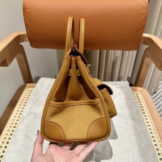  2Birkin 25Cargo cloth bag canvas splicing swift
