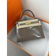 KL25 Amber Yellow Highlighting Nile Crocodile Skin Kelly 25cm
