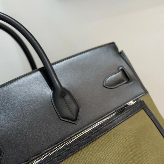 Swift Leather Army Green/Black Birkin HAC 40cm Cargo Canvas Series Swift Leather Army Green/Black Birkin HAC 40cm Cargo Canvas Series