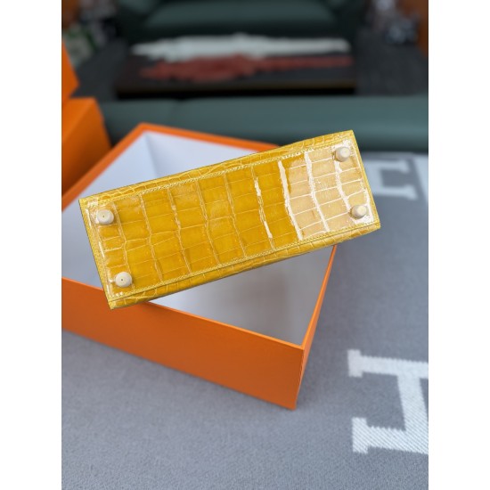 KL25 Amber Yellow Highlighting Nile Crocodile Skin Kelly 25cm KL25 Amber Yellow Highlighting Nile Crocodile Skin Kelly 25cm