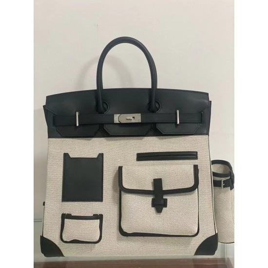 Swift Leather Black Birkin HAC 40cm Cargo Canvas Series Swift Leather Black Birkin HAC 40cm Cargo Canvas Series