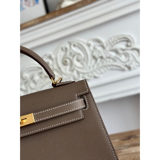 Kelly imported Epsom leather semi handmade hand sewn wax thread