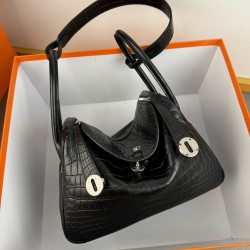 Lindy26 crocodile skin black