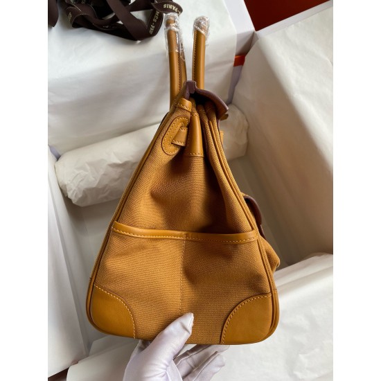 Hand sewn Birkin 35cm Cargo swift woven fabric sesame silver buckle Hand sewn Birkin 35cm Cargo swift woven fabric sesame silver buckle