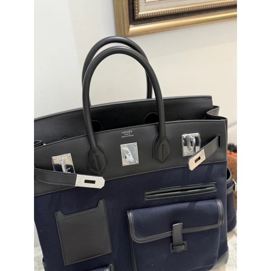 Swift Treasure Blue/Black Birkin HAC 40cm Cargo Canvas Series Swift Treasure Blue/Black Birkin HAC 40cm Cargo Canvas Series
