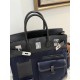 Swift Treasure Blue/Black Birkin HAC 40cm Cargo Canvas Series Swift Treasure Blue/Black Birkin HAC 40cm Cargo Canvas Series