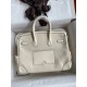 Hand sewn Birkin 25cm Cargo swift woven fabric with creamy silver buckle