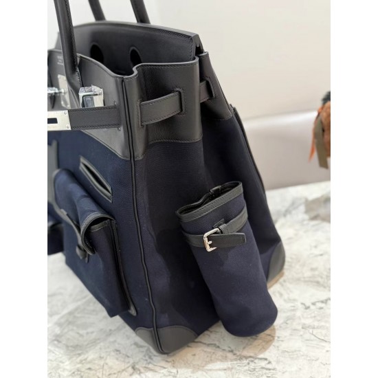Swift Treasure Blue/Black Birkin HAC 40cm Cargo Canvas Series Swift Treasure Blue/Black Birkin HAC 40cm Cargo Canvas Series