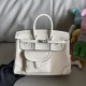 Cream white birkin 25cm cargo, this year's new canvas patchwork swift leather/silver buckle