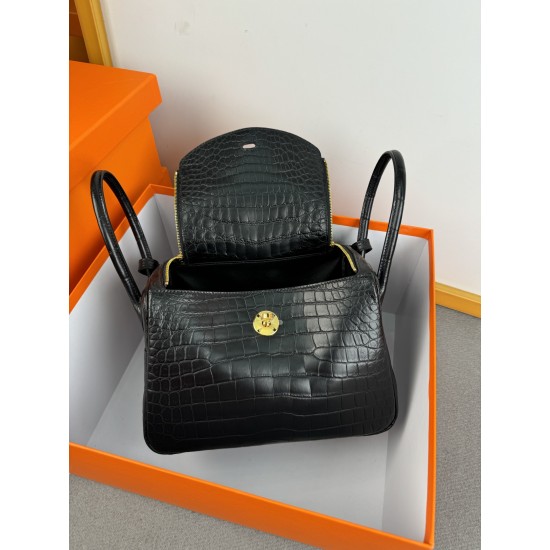 Lindy26 crocodile skin black