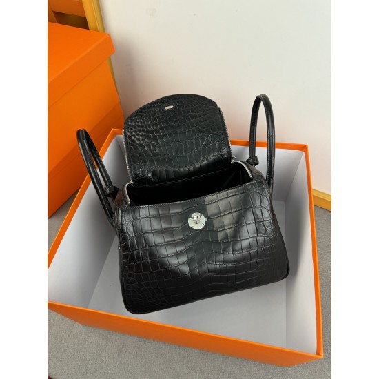 Lindy26 crocodile skin black