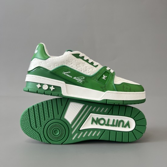 Trainer Low Top Casual Board Shoes White Green Men's