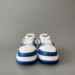 Trainer Low Top Casual Board Shoes White Blue Men's