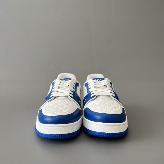 Trainer Low Top Casual Board Shoes White Blue Men's