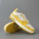 Trainer Low Top Casual Board Shoes White Yellow Men's
