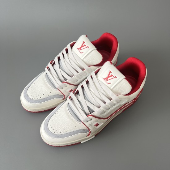 Trainer Low Top Casual Board Shoes White Red Men's