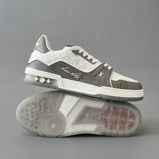 Trainer Low Top Casual Board Shoes White Gray Men's