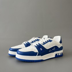 Trainer Low Top Casual Board Shoes White Blue Men's