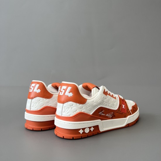 Trainer Low Top Casual Board Shoes White Orange Men's