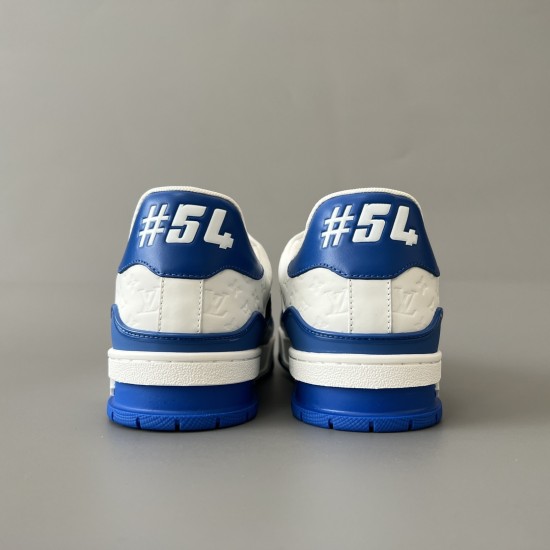 Trainer Low Top Casual Board Shoes White Blue Men's