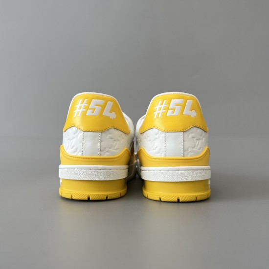 Trainer Low Top Casual Board Shoes White Yellow Men's