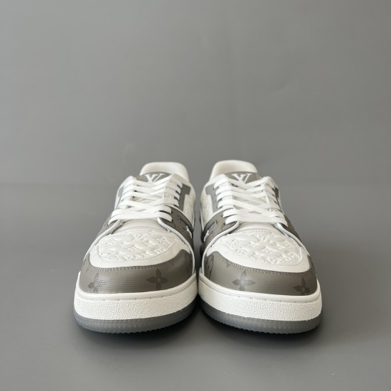 Trainer Low Top Casual Board Shoes White Gray Men's