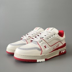 Trainer Low Top Casual Board Shoes White Red Men's