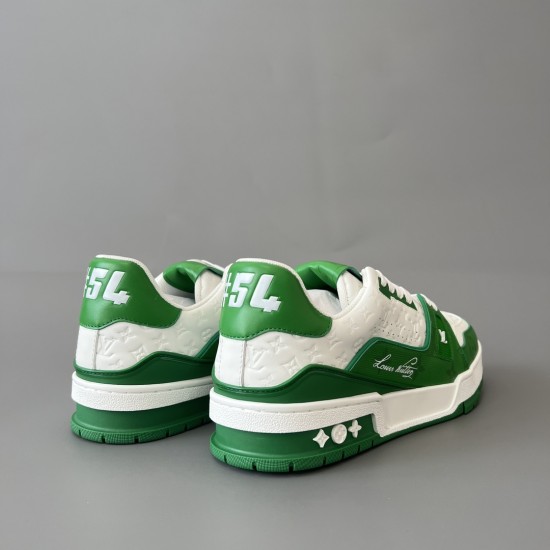 Trainer Low Top Casual Board Shoes White Green Men's