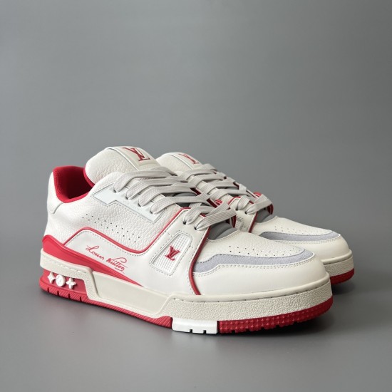 Trainer Low Top Casual Board Shoes White Red Men's