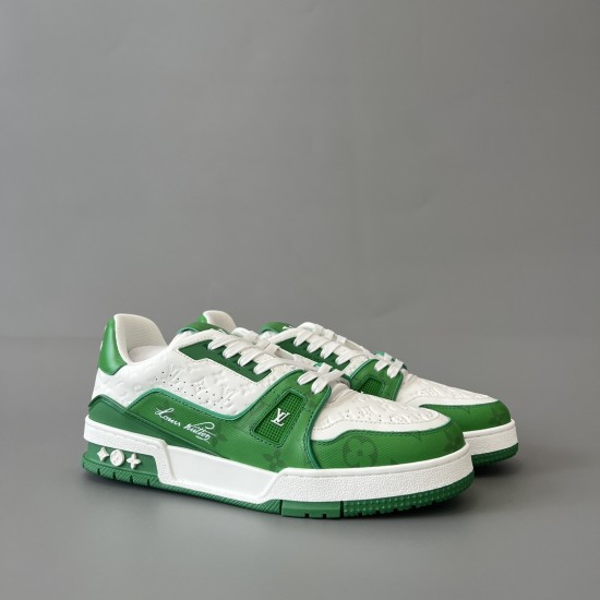 Trainer Low Top Casual Board Shoes White Green Men's