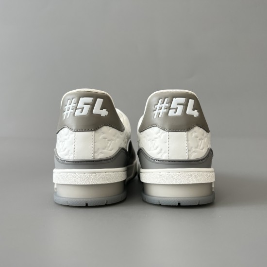 Trainer Low Top Casual Board Shoes White Gray Men's
