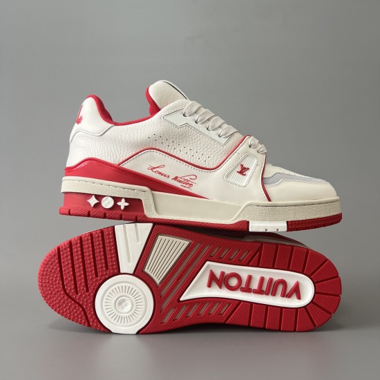 Trainer Low Top Casual Board Shoes White Red Men's