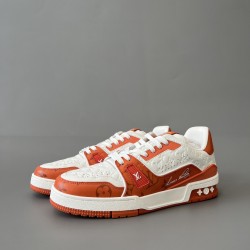 Trainer Low Top Casual Board Shoes White Orange Men's