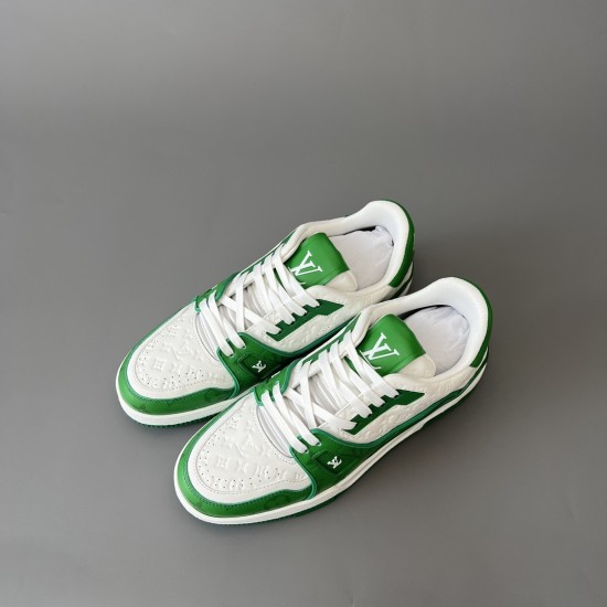 Trainer Low Top Casual Board Shoes White Green Men's